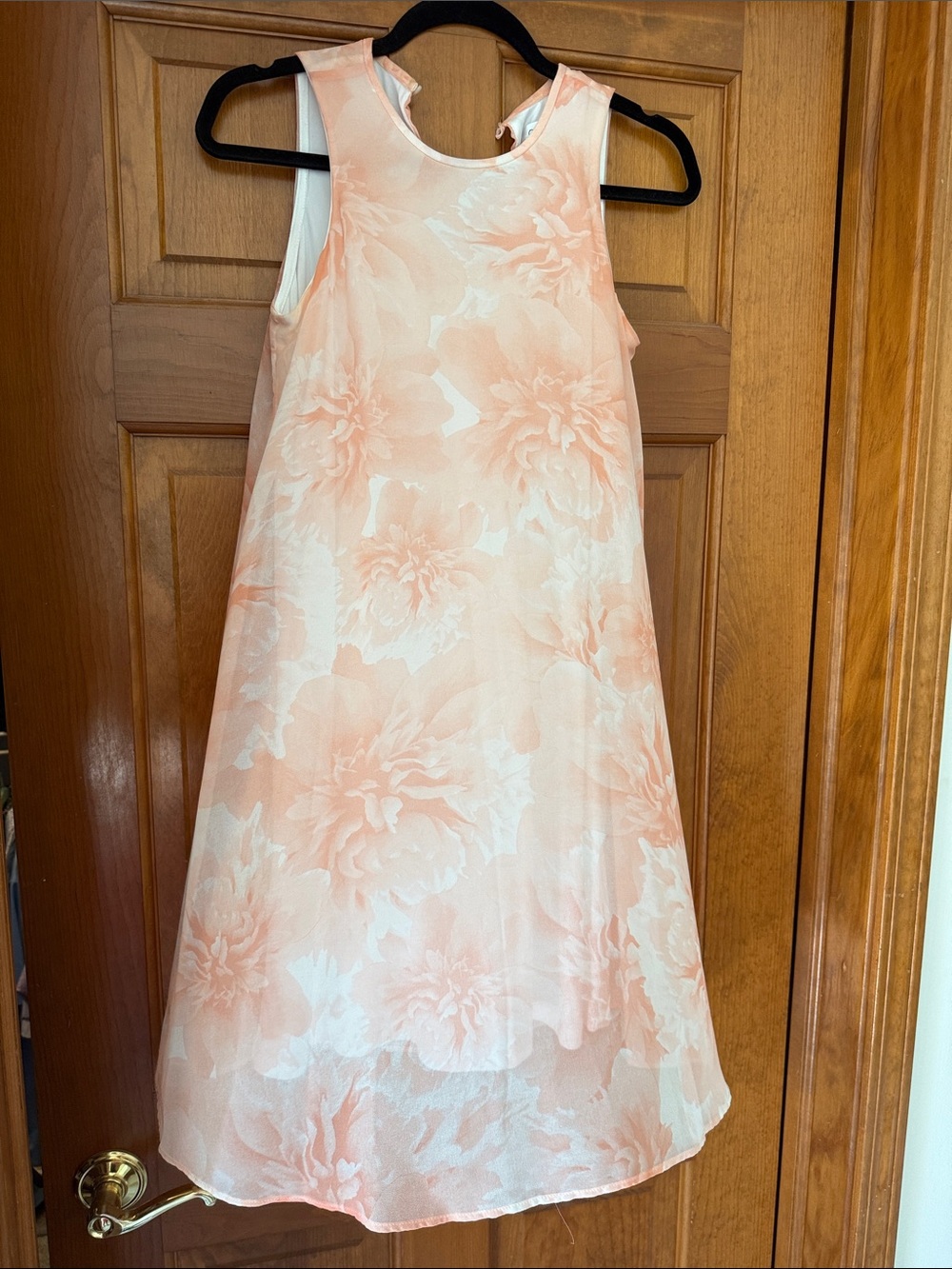 Calvin Klein Peach and White Sleeveless Shift Dress